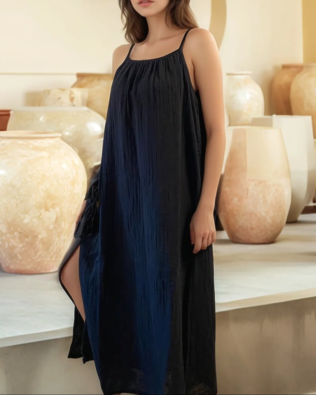 Demeter Pamuk Müslin Elbise - Siyah