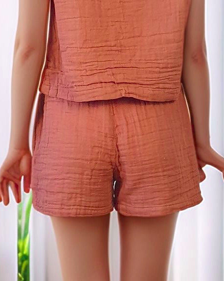 Aria Pamuk Müslin Şort - Kiremit