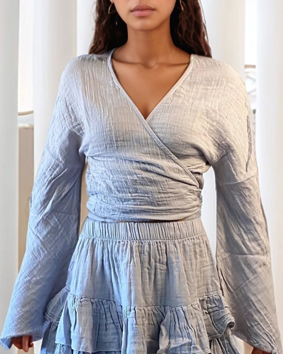 Nare Pamuk  Müslin İspanyol Bluz - Gri