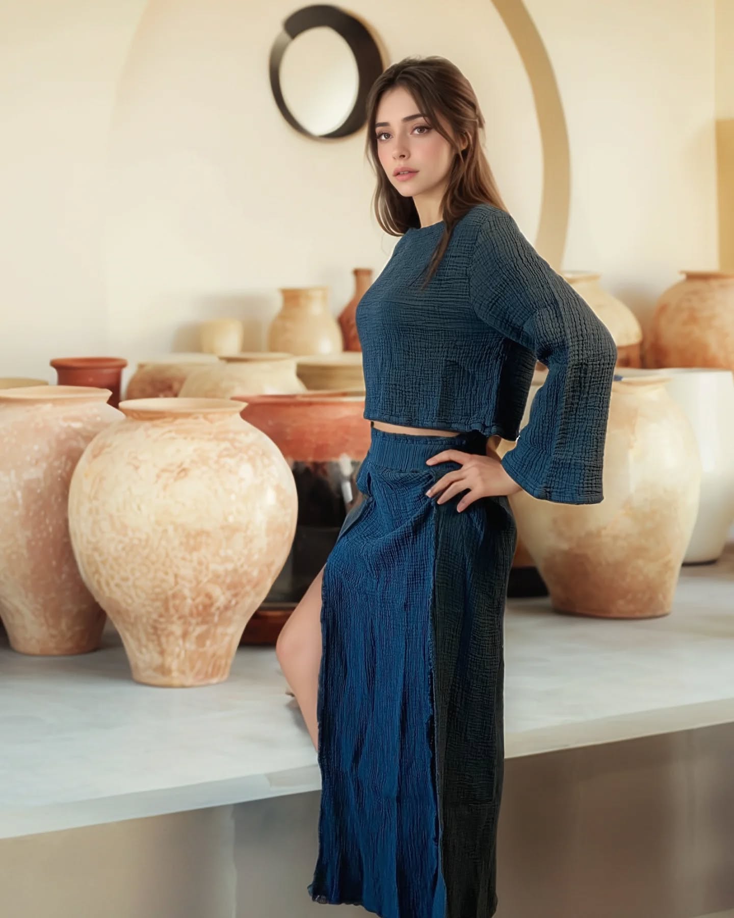 Diana Yırtmaçlı Müslin Etek