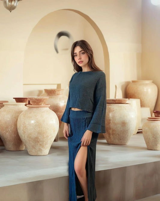 Diana Yırtmaçlı Müslin Etek