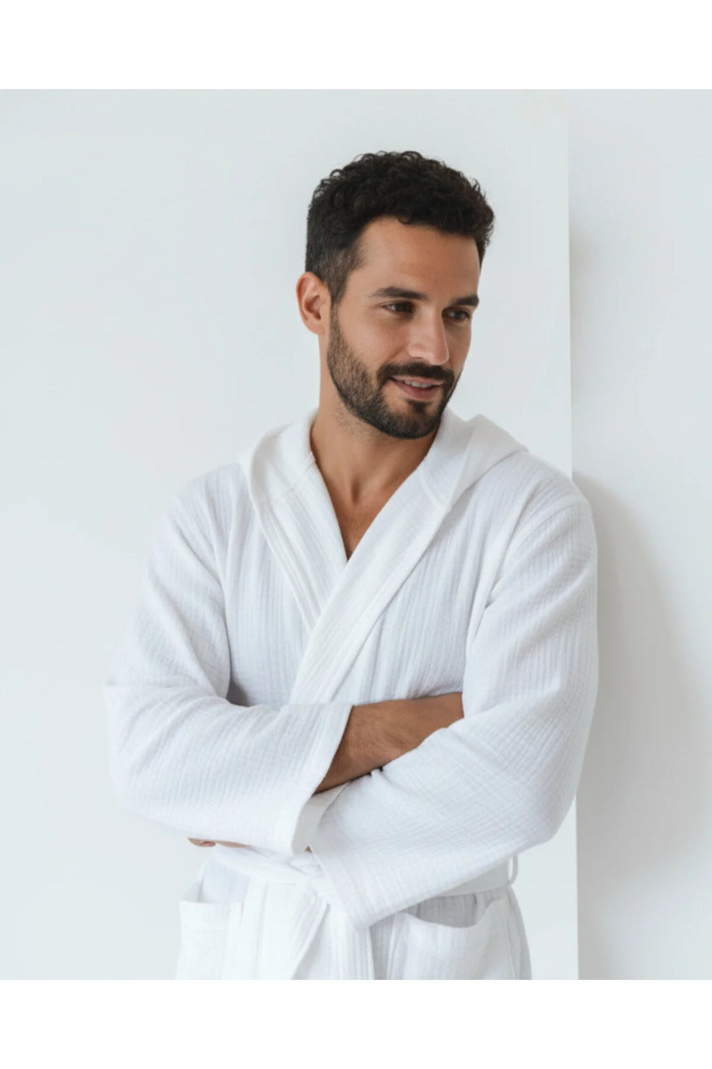 Patra Pamuk Müslin Unisex Bornoz Beyaz