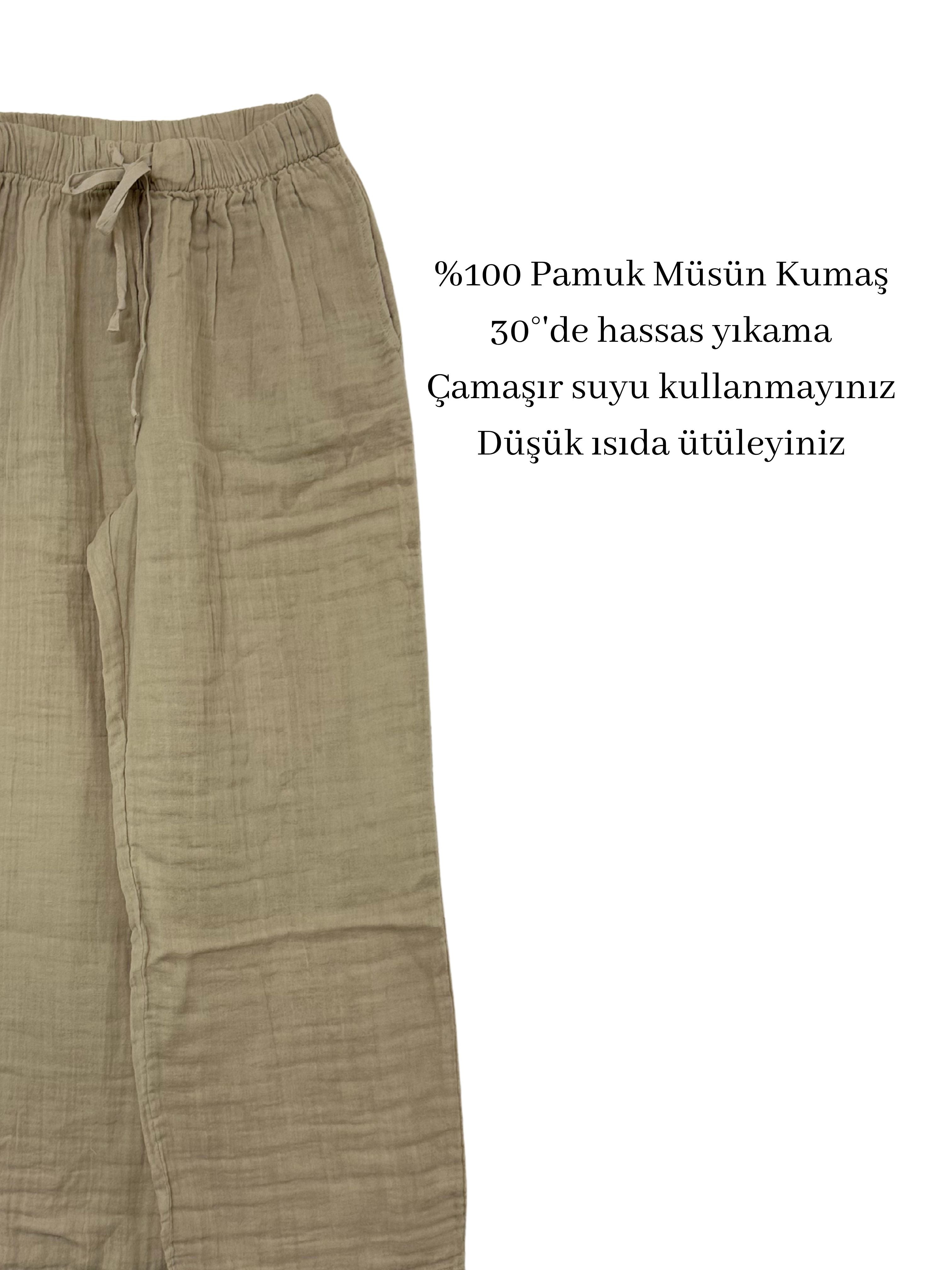 Tike Bağcıklı Müslin Pantolon