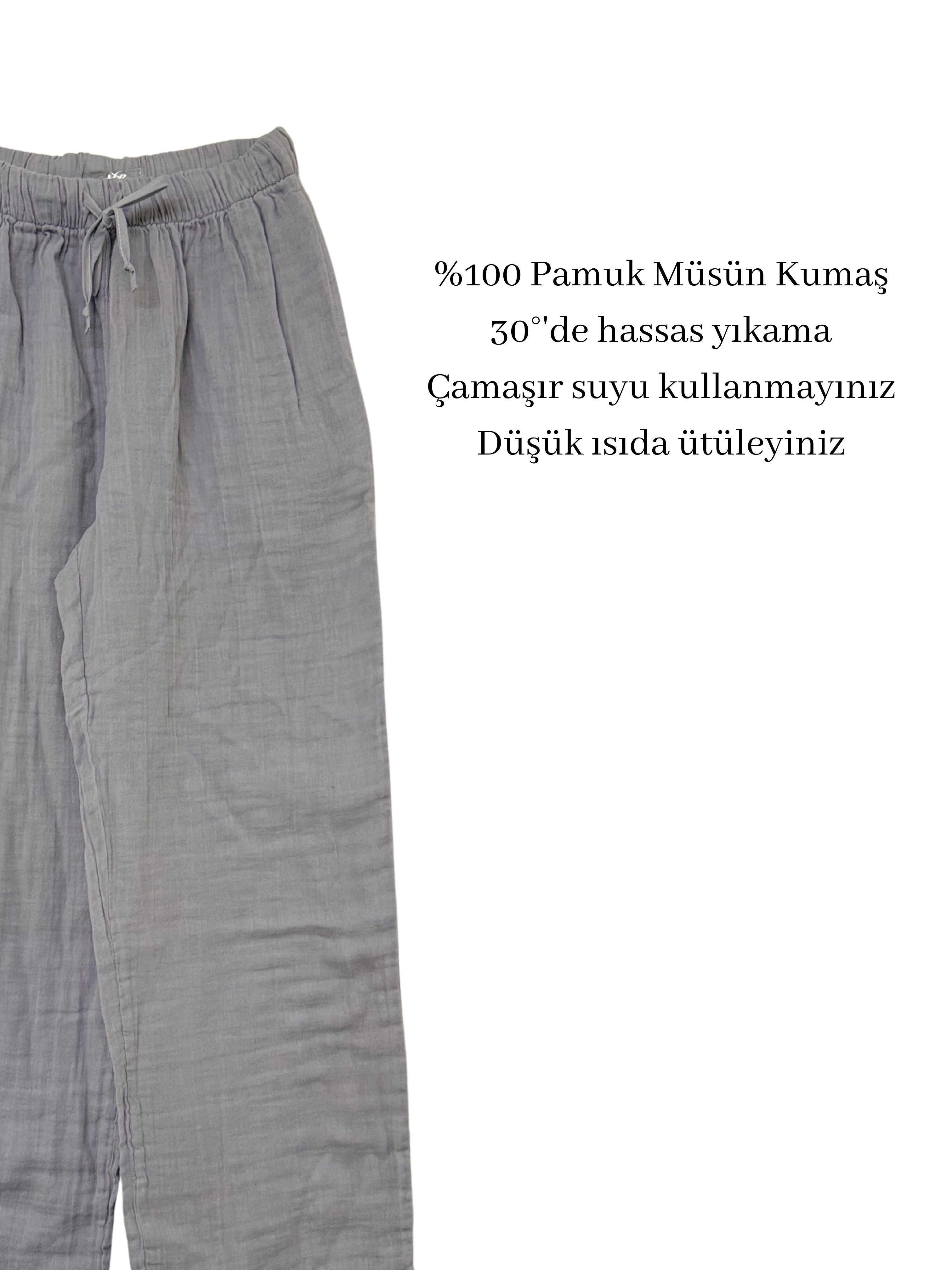 Tike Bağcıklı Müslin Pantolon