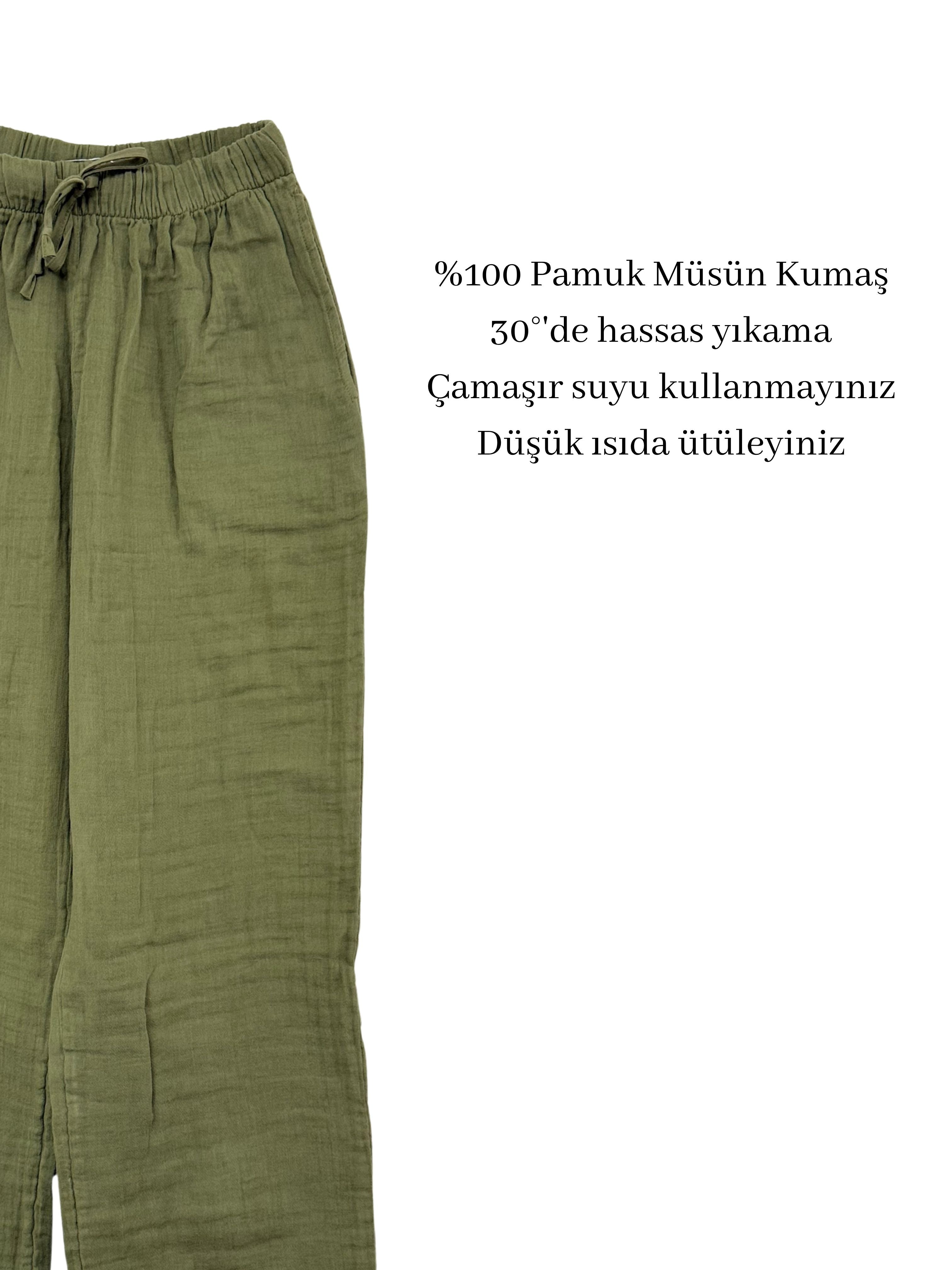 Tike Bağcıklı Müslin Pantolon
