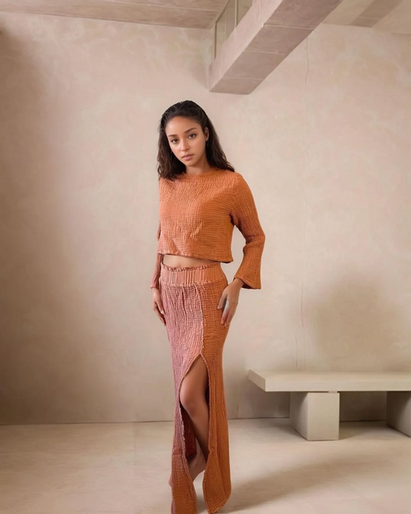 Diana Yırtmaçlı Müslin Etek