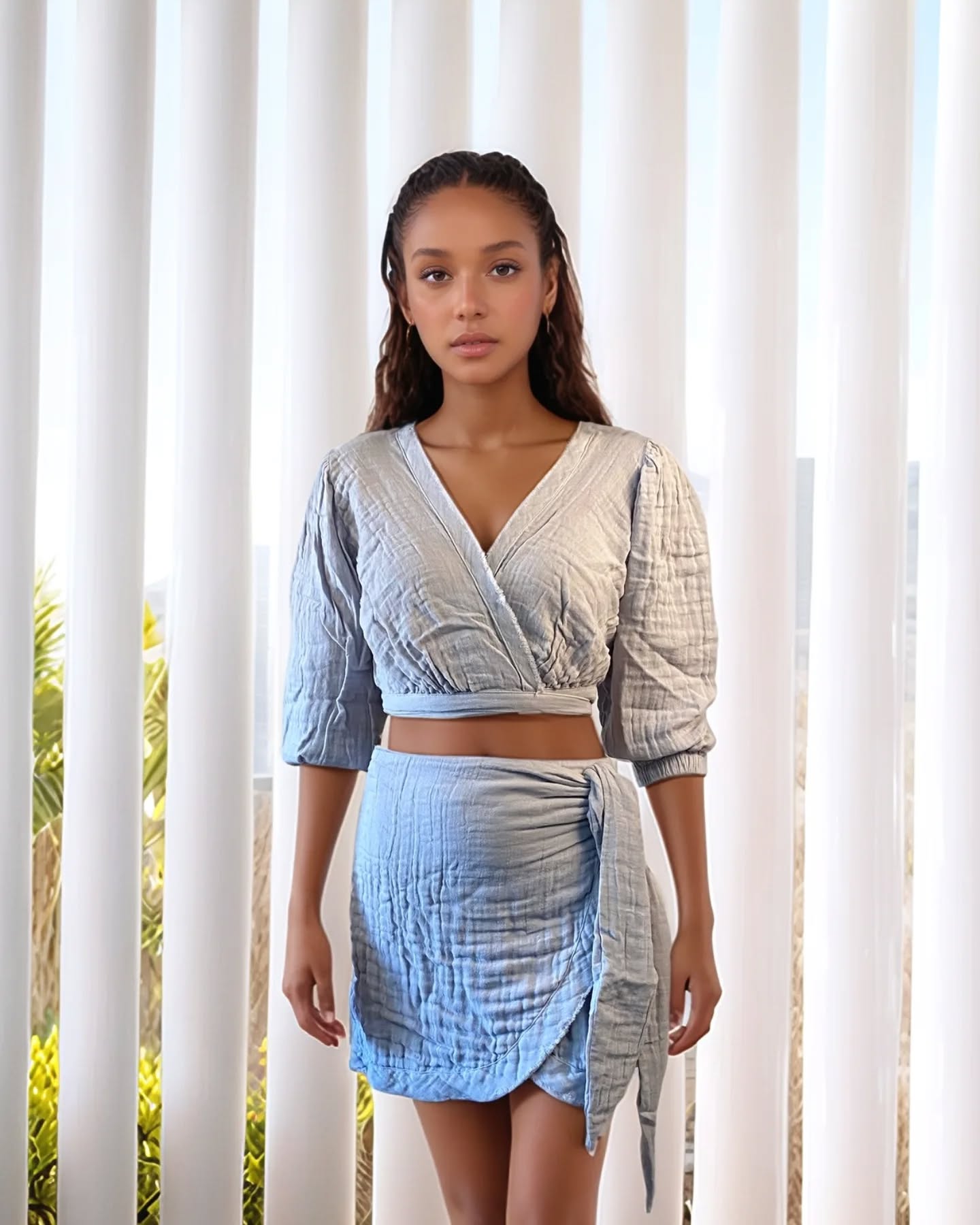 Selene Bağlamalı Müslin Etek