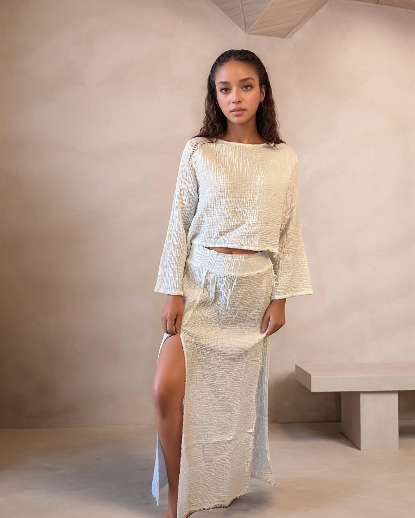 Diana Yırtmaçlı Müslin Etek