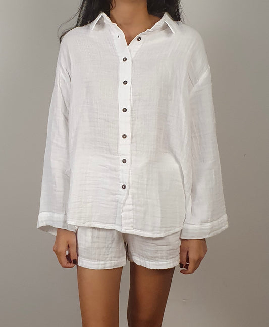 manşetsiz beyaz müslin gömlek gabi gabrielle