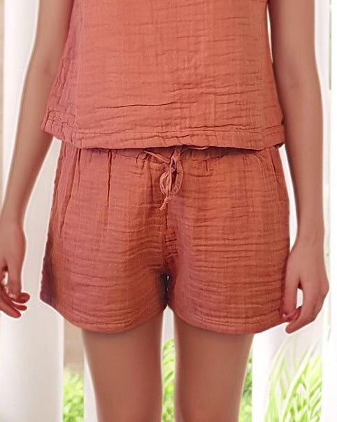 turuncu müslin şort kadın gabi gabrielle