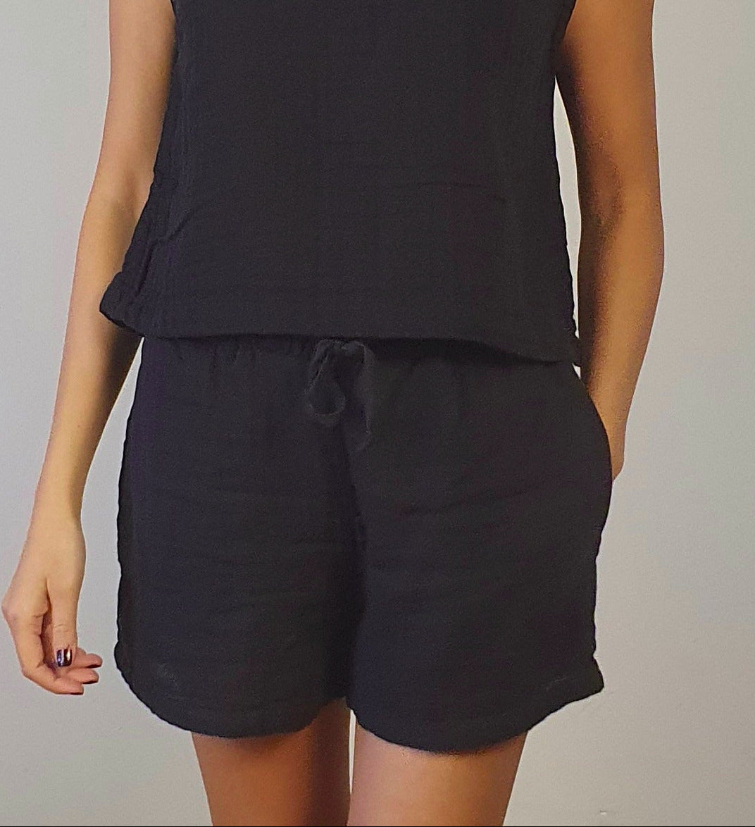 Aria Pamuk Müslin Şort - Siyah