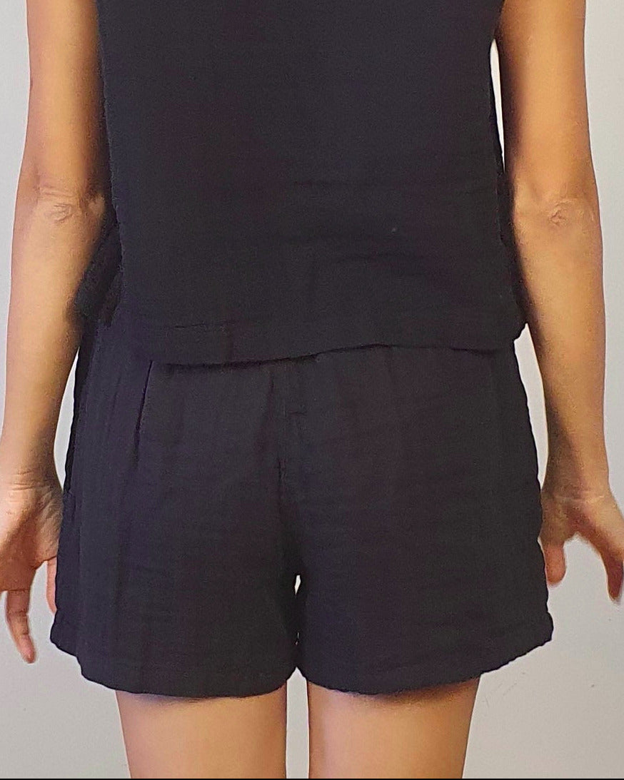 Aria Pamuk Müslin Şort - Siyah