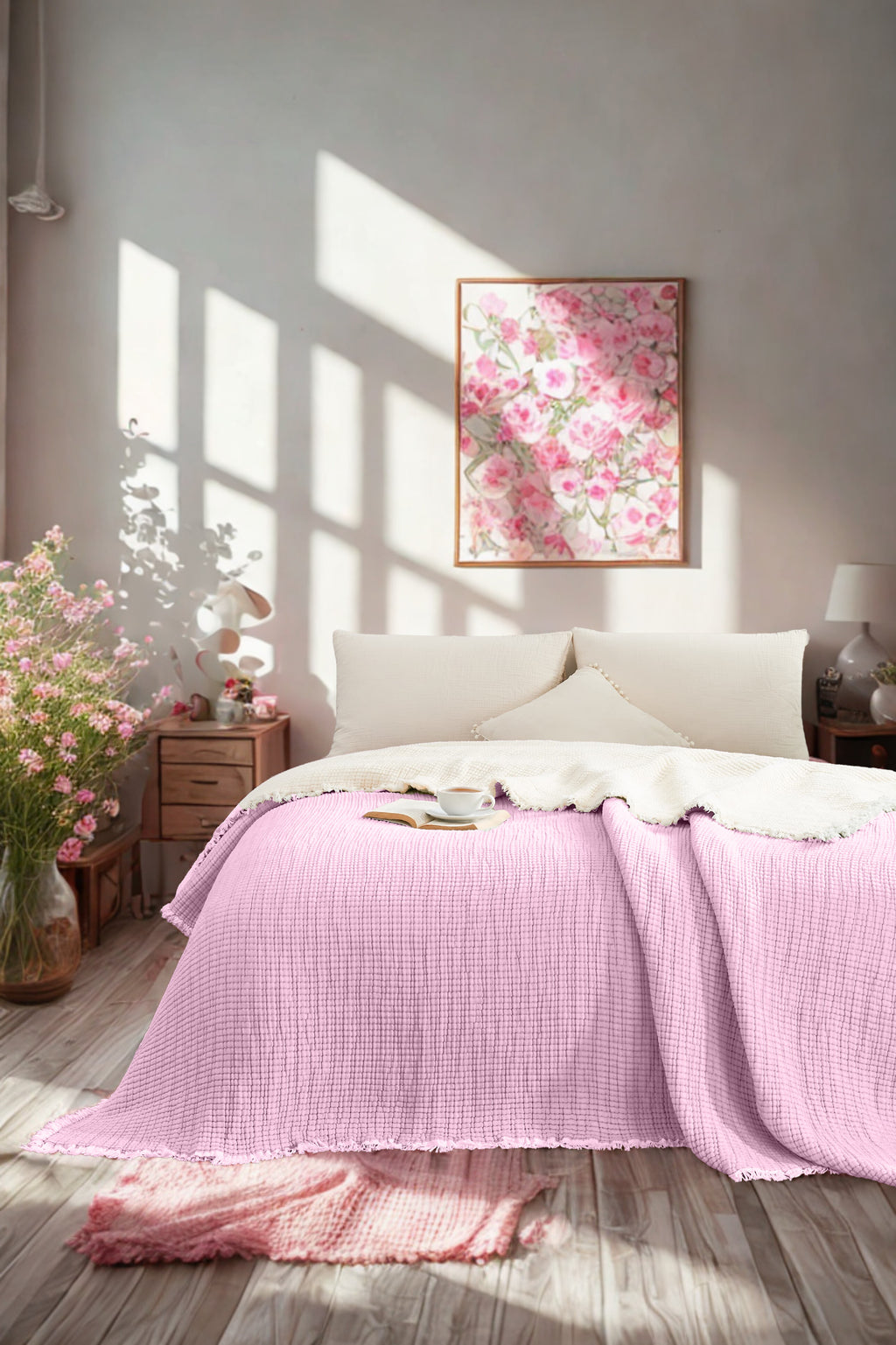 Aje Pamuk Müslin Çok Amaçlı Yatak Örtüsü Yorgan