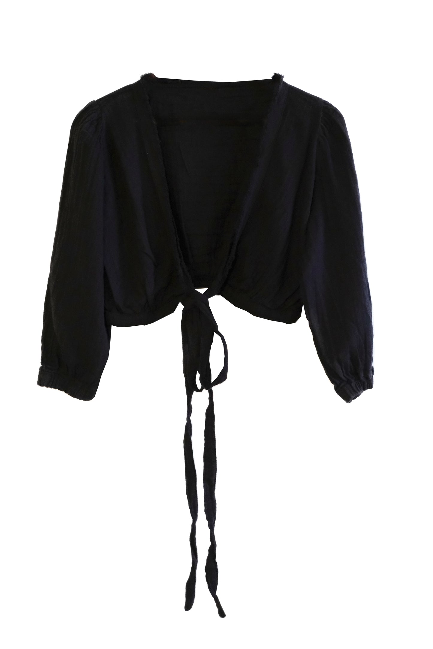 Hermes Pamuk Müslin Crop - Siyah
